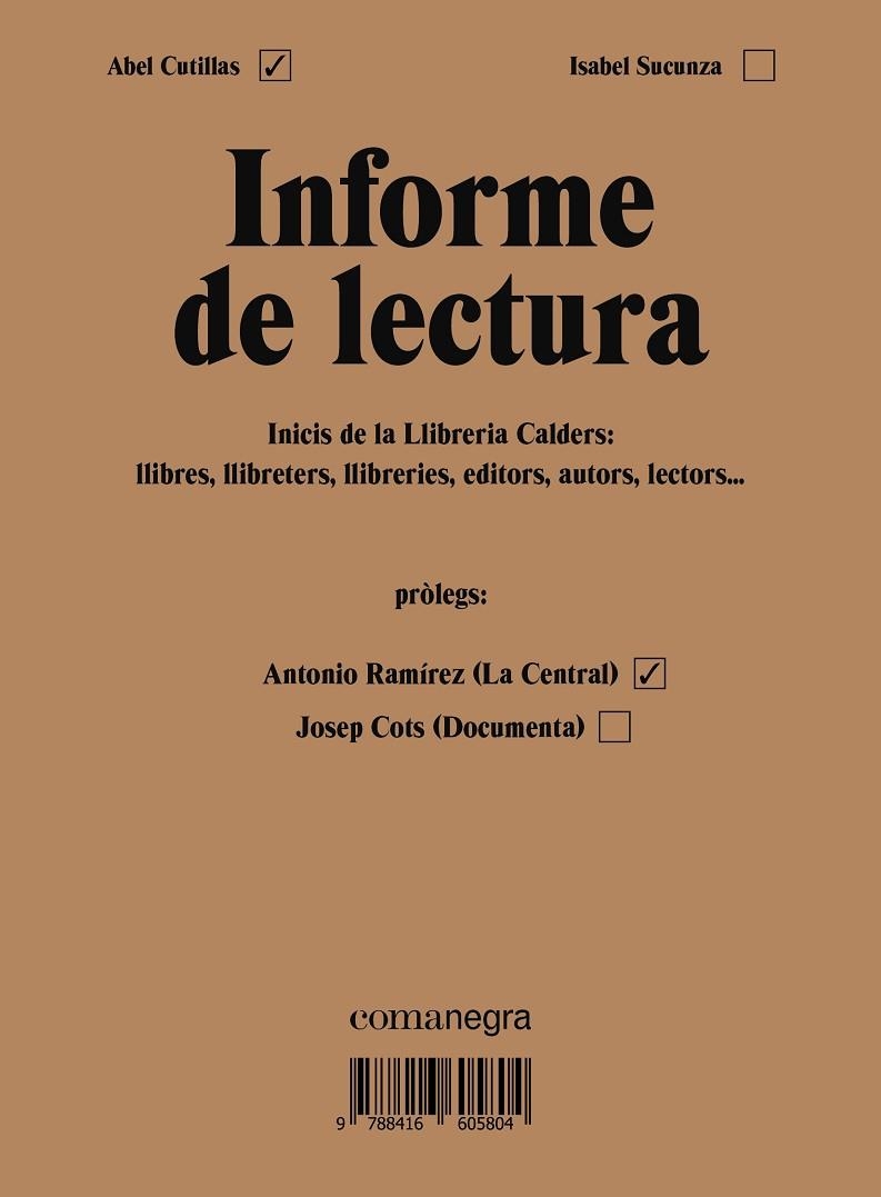 INFORME DE LECTURA | 9788416605804 | CUTILLAS ALBERICH, ABEL/SUCUNZA ALFONSO, ISABEL | Llibreria La Gralla | Librería online de Granollers