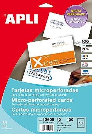 PAQUET TARGETES DE VISITA MICROPERFORADES 200GRMS APLI | 8410782106081 | APL10608 | Llibreria La Gralla | Llibreria online de Granollers