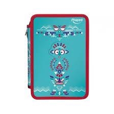 PLUMIER MAPED DOS PISOS ESTAMPAT BLAU I TARONJA | 3154149674138 | MAP967413 | Llibreria La Gralla | Llibreria online de Granollers