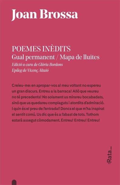 POEMES INÈDITS GUAL PERMANENT/ MAPA DE LLUITES | 9788416738243 | BROSSA, JOAN | Llibreria La Gralla | Librería online de Granollers