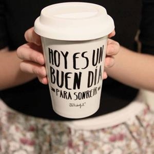 TAZA TAKE AWAY "HOY ES UN BUEN DIA PARA SONREIR" | 8436547180424 | MR. WONDERFUL | Llibreria La Gralla | Librería online de Granollers