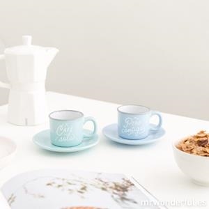SET DE TASSA DE CAFE MR. WONDERFUL "CAFÉ SOLO PERO CONTIGO" | 8435460724807 | MR. WONDERFUL | Llibreria La Gralla | Llibreria online de Granollers