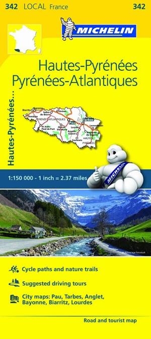 HAUTES-PYRÉNÉES, PYRÉNÉES-ATLANTIQUES MAPA 342 LOCAL MICHELIN 2018 | 9782067210738 | VARIOS AUTORES | Llibreria La Gralla | Librería online de Granollers