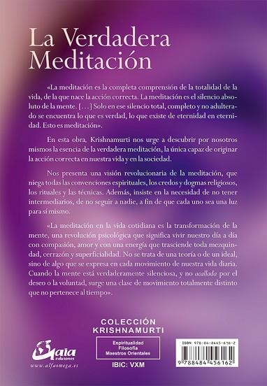 VERDADERA MEDITACIÓN, LA  | 9788484456162 | KRISHNAMURTI, JIDDU | Llibreria La Gralla | Librería online de Granollers