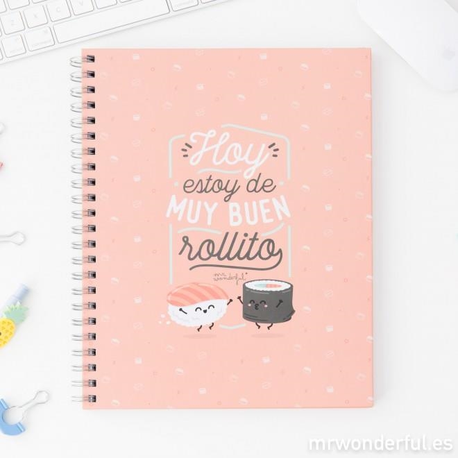 LIBRETA CON ANILLAS MR. WONDERFUL A4 "HOY ESTOY DE MUY BUEN ROLLITO" | 8435460715713 | MR. WONDERFUL | Llibreria La Gralla | Llibreria online de Granollers