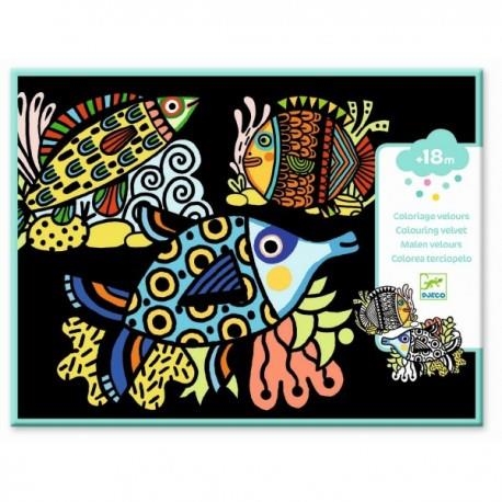 PECES HERMOSOS. COLOREA TERCIOPELO. | 3070900090989 | DJECO | Llibreria La Gralla | Llibreria online de Granollers