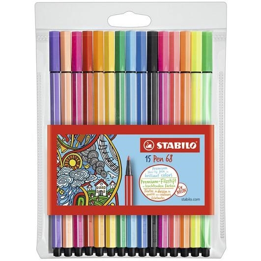 CAIXA RETOLADOR STABILO PEN 68 AMB FLUORECENTS | 4006381456418 | 6815-2 | Llibreria La Gralla | Librería online de Granollers