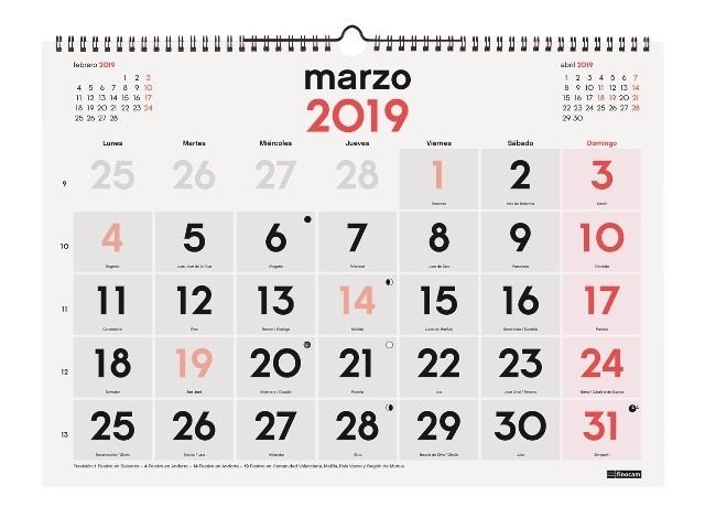 CALENDARI 2019 FINOCAM MURAL | 8422952173250 | 78034 | Llibreria La Gralla | Llibreria online de Granollers