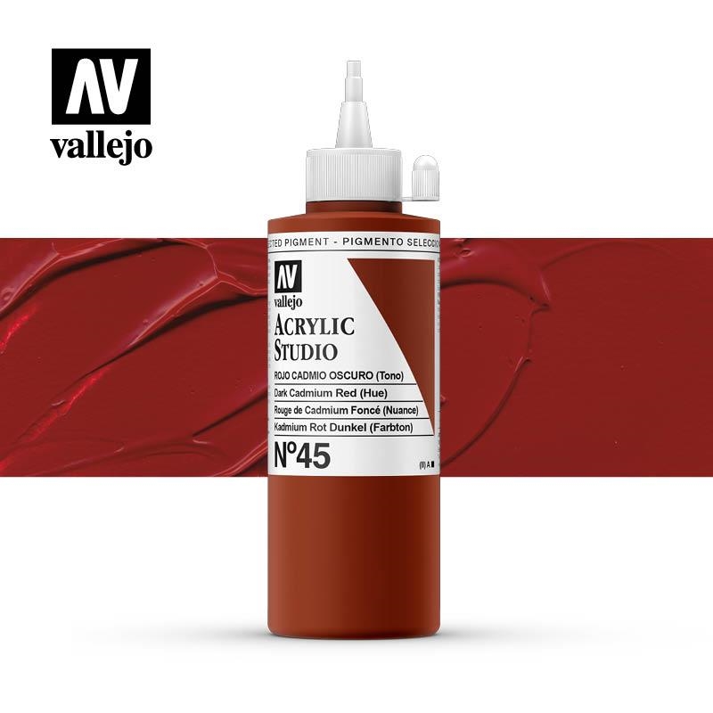 ACRÍLIC STUDIO VALLEJO 200ML 45- VERMELL CADMI FOSC | 8429551220453 | 22045 | Llibreria La Gralla | Llibreria online de Granollers