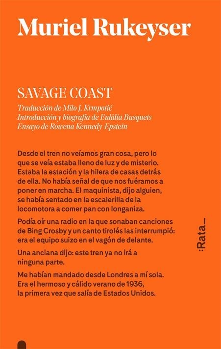 SAVAGE COAST | 9788416738113 | MURIEL RUKEYSER | Llibreria La Gralla | Librería online de Granollers