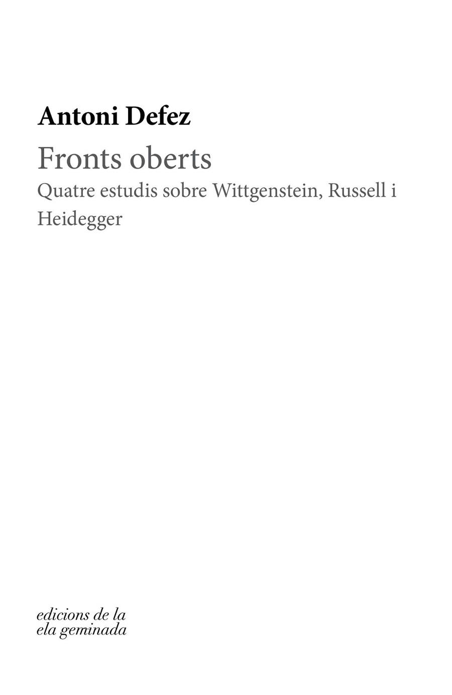 FRONTS OBERTS | 9788412143010 | DEFEZ, ANTONI | Llibreria La Gralla | Librería online de Granollers