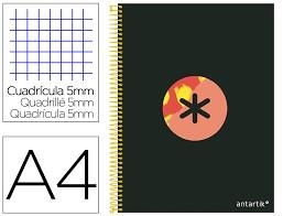LLIBRETA ANTARTIK ESPIRAL A4 QUADRICULA MICROPERFORAT CARTRO NEGRE | 8423473114609 | Llibreria La Gralla | Llibreria online de Granollers