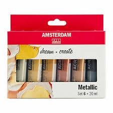 CAIXA ACRILICS 6 UN AMSTERDAM 6X20ML METALICS | 8712079451110 | 17820501 | Llibreria La Gralla | Llibreria online de Granollers