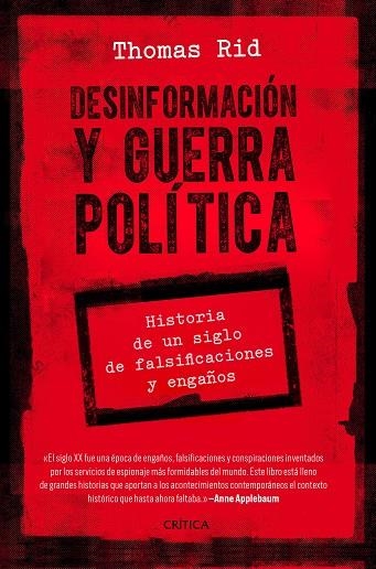 DESINFORMACIÓN Y GUERRA POLÍTICA | 9788491992776 | RID, THOMAS | Llibreria La Gralla | Llibreria online de Granollers