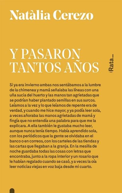 Y PASARON TANTOS AÑOS | 9788416738052 | CEREZO, NATÀLIA | Llibreria La Gralla | Llibreria online de Granollers