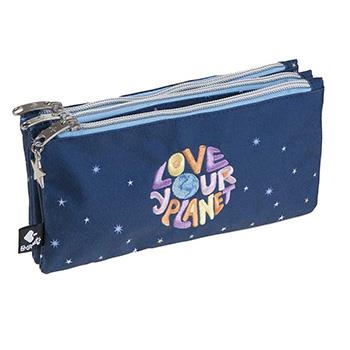 PORTATOT TRIPLE BUSQUETS LOVE YOUR PLANET BLAU | 8422829655636 | BUS180029600 | Llibreria La Gralla | Llibreria online de Granollers