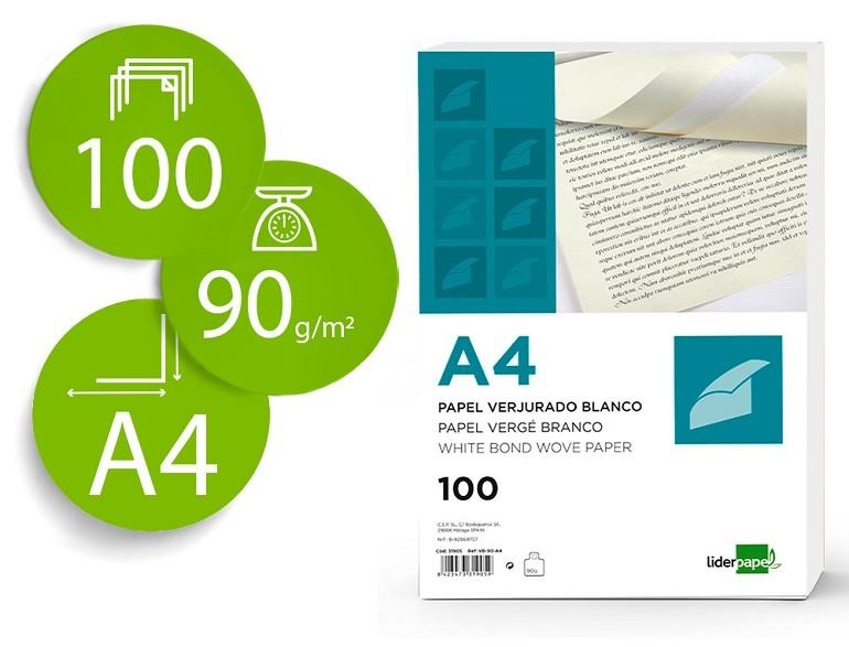 PAPER LIDERPAPEL VERJURAT A4 90 GR. | 8423473319059 | LID31905 | Llibreria La Gralla | Llibreria online de Granollers