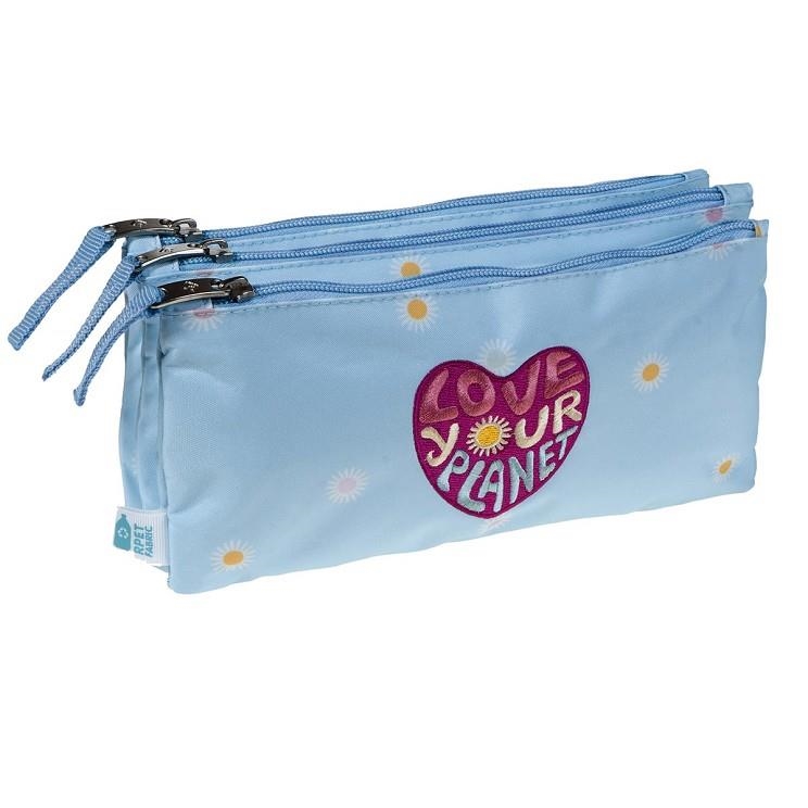 PORTATOT TRIPLE BUSQUETS LOVE YOUR PLANET BLAU | 8422829662764 | BUS1760809740 | Llibreria La Gralla | Llibreria online de Granollers