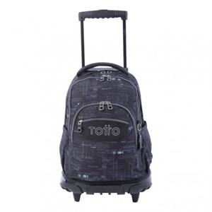 MOTXILLA RODES TOTTO RENGLONES ESTAMPADA NEGRA | 7704758568852 | TOTMA03ECO0062210P | Llibreria La Gralla | Llibreria online de Granollers