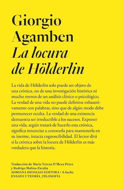LOCURA DE HÖLDERLIN, LA | 9788419208149 | AGAMBEN, GIORGIO | Llibreria La Gralla | Librería online de Granollers