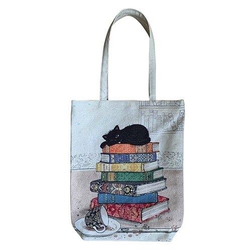 BOLSA DE TELA CON ASAS GATO SOBRE LIBROS | 3700572762722 | KIUB | Llibreria La Gralla | Llibreria online de Granollers