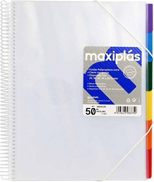 CARPETA 50 FUNDES MAXIPLAS INCOLORA SEPARADORS | 8413623983759 | 39835100 | Llibreria La Gralla | Llibreria online de Granollers