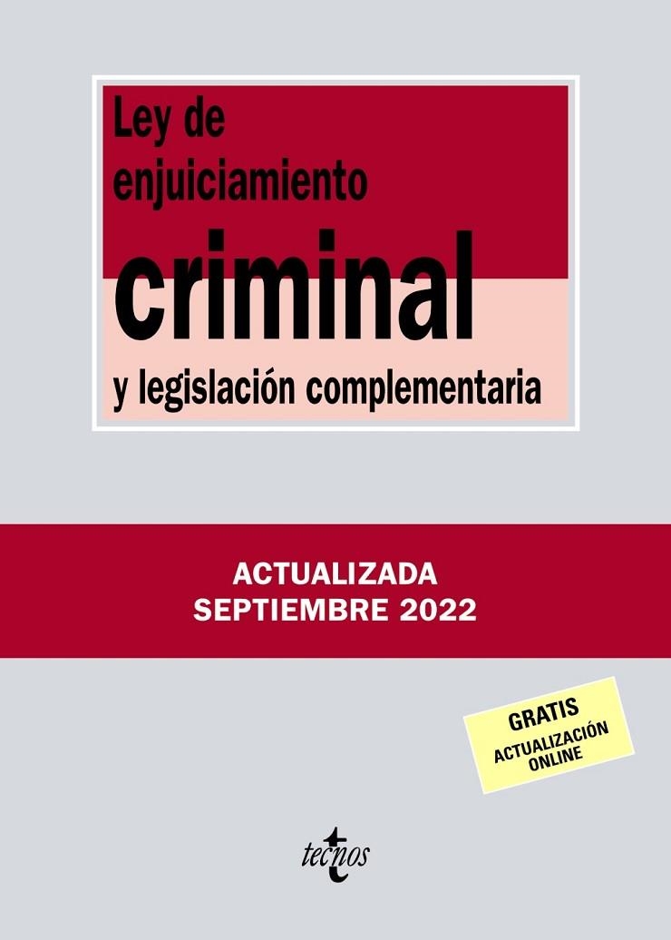 LEY DE ENJUICIAMIENTO CRIMINAL Y LEGISLACIÓN COMPLEMENTARIA 2022 | 9788430985630 | VVAA | Llibreria La Gralla | Llibreria online de Granollers