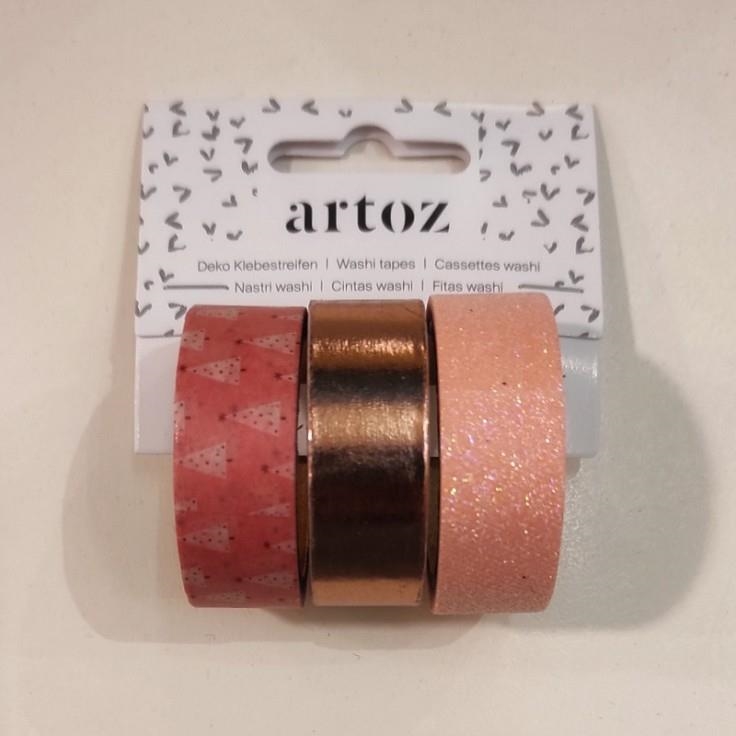PACK 3 WASHI TAPE ARTOZ CORAL NADAL | 7612450179712 | Llibreria La Gralla | Librería online de Granollers
