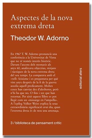ASPECTES DE LA NOVA EXTREMA DRETA | 9788418618413 | ADORNO, THEODOR W. | Llibreria La Gralla | Llibreria online de Granollers