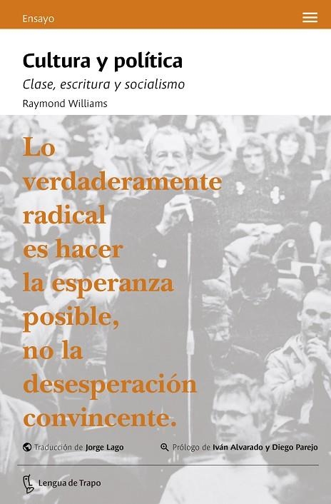 CULTURA Y POLÍTICA | 9788483812815 | WILLIAMS, RAYMOND | Llibreria La Gralla | Librería online de Granollers