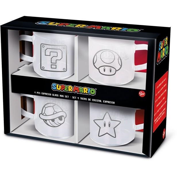 SET 4 TASSES DE VIDRE EXPRESSO SUPER MARIO | 8412497035854 | STOR | Llibreria La Gralla | Llibreria online de Granollers