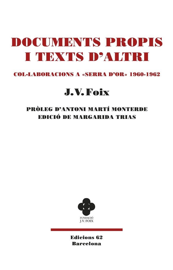 DOCUMENTS PROPIS I TEXTS D'ALTRI | 9788429780802 | FOIX I MAS, J. V. | Llibreria La Gralla | Librería online de Granollers