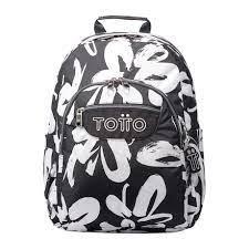 MOTXILLA TOTTO ACUARELES NEGRE AMB FLORS BLANQUES | 7704758625982 | MA04ECO021-2220N-4CG | Llibreria La Gralla | Llibreria online de Granollers