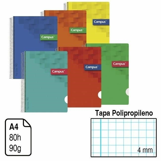 LLIBRETA A4 CAMPUS TAPA PLÀSTIC QUADRES 4MM | 8426307429887 | 002426 | Llibreria La Gralla | Llibreria online de Granollers