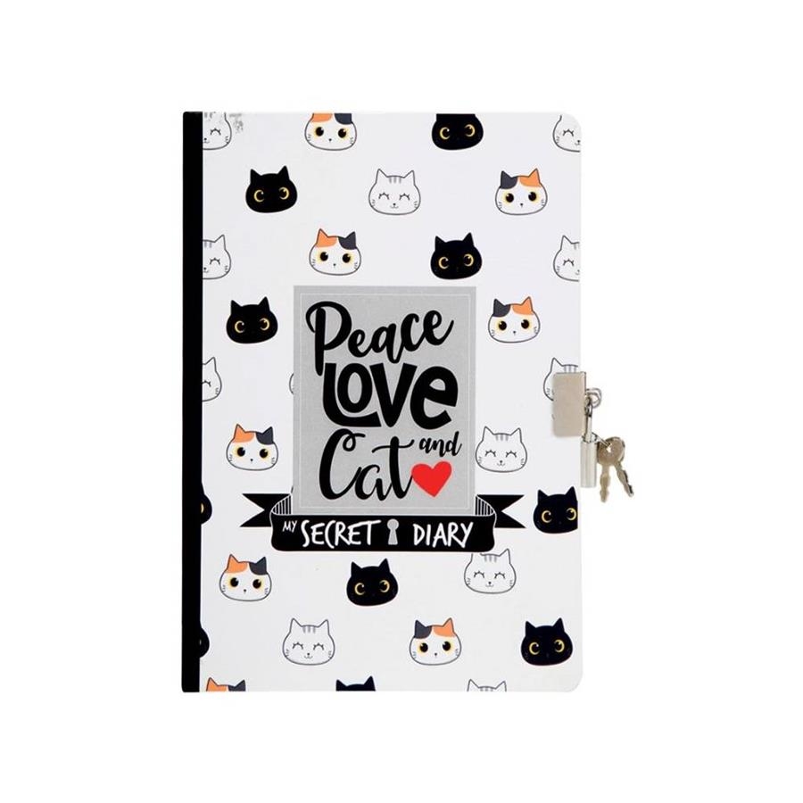 DIARI SECRET AMB CANDAU ITOTAL PEACE, LOVE AND CAT | 8057711461226 | ITOTAL | Llibreria La Gralla | Librería online de Granollers