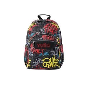 MOTXILLA TOTTO ACUARELES GRAFITTI NEGRE | 7704758864985 | MA04ECO021-2416N-6CS | Llibreria La Gralla | Librería online de Granollers