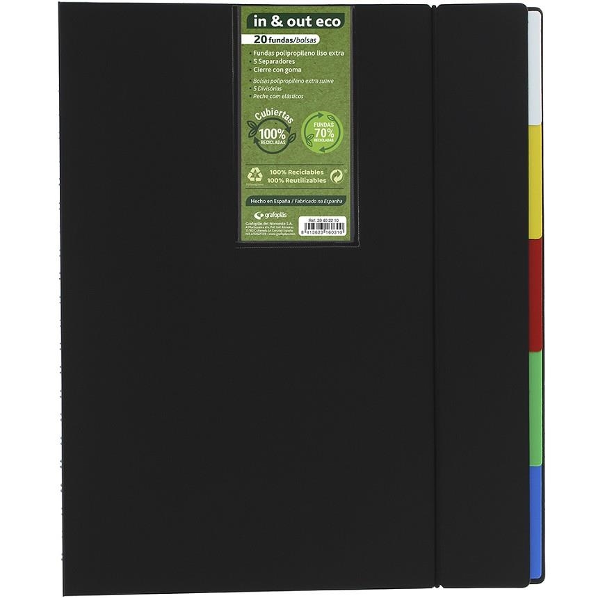 CARPETA 100 FUNDAS IN & OUT ECO NEGRA | 8413623160365 | Llibreria La Gralla | Llibreria online de Granollers