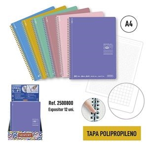 LLIBRETA A4 SENFORT QUADRICULA ESPIRAL SOFT 80 F 5MM COLORS | 8412885234371 | 2500800 | Llibreria La Gralla | Llibreria online de Granollers