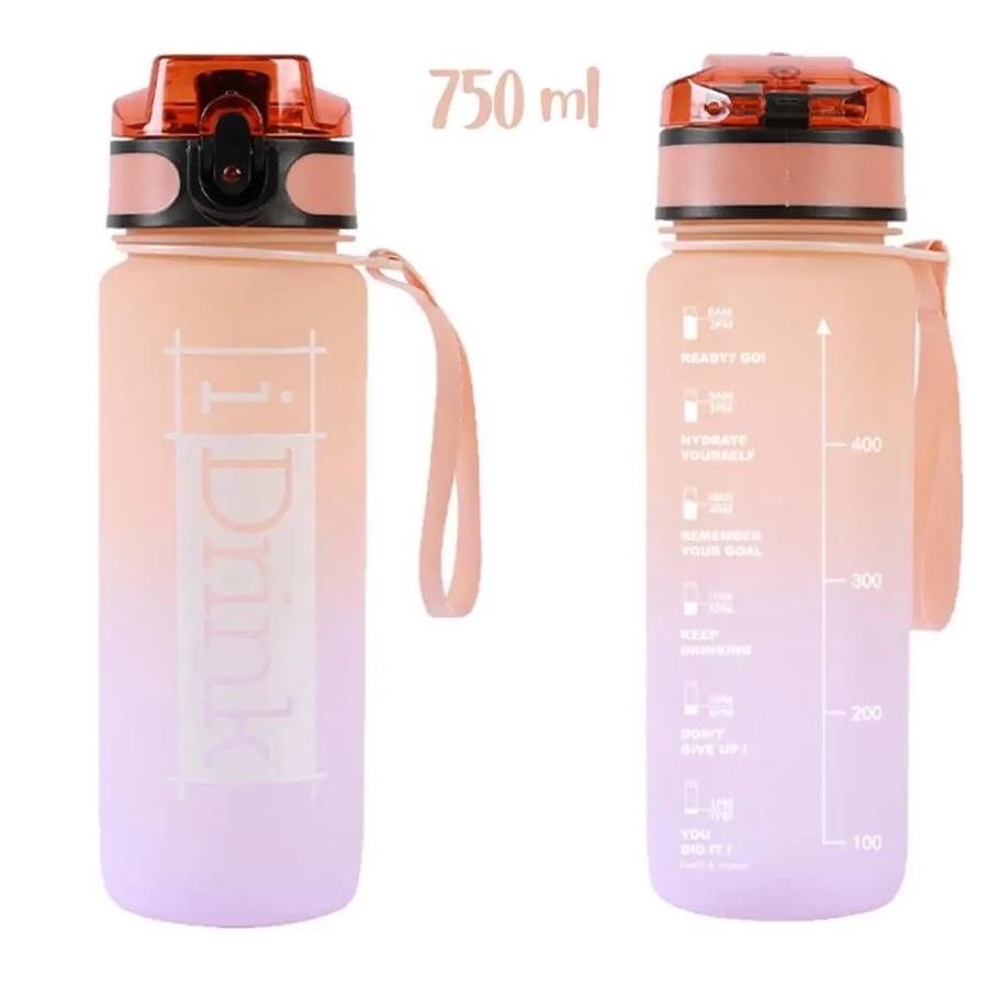 AMPOLLA PLÀSTIC IDRINK 750ML TARONJA I LILA | 8059037077747 | ID2124 | Llibreria La Gralla | Llibreria online de Granollers