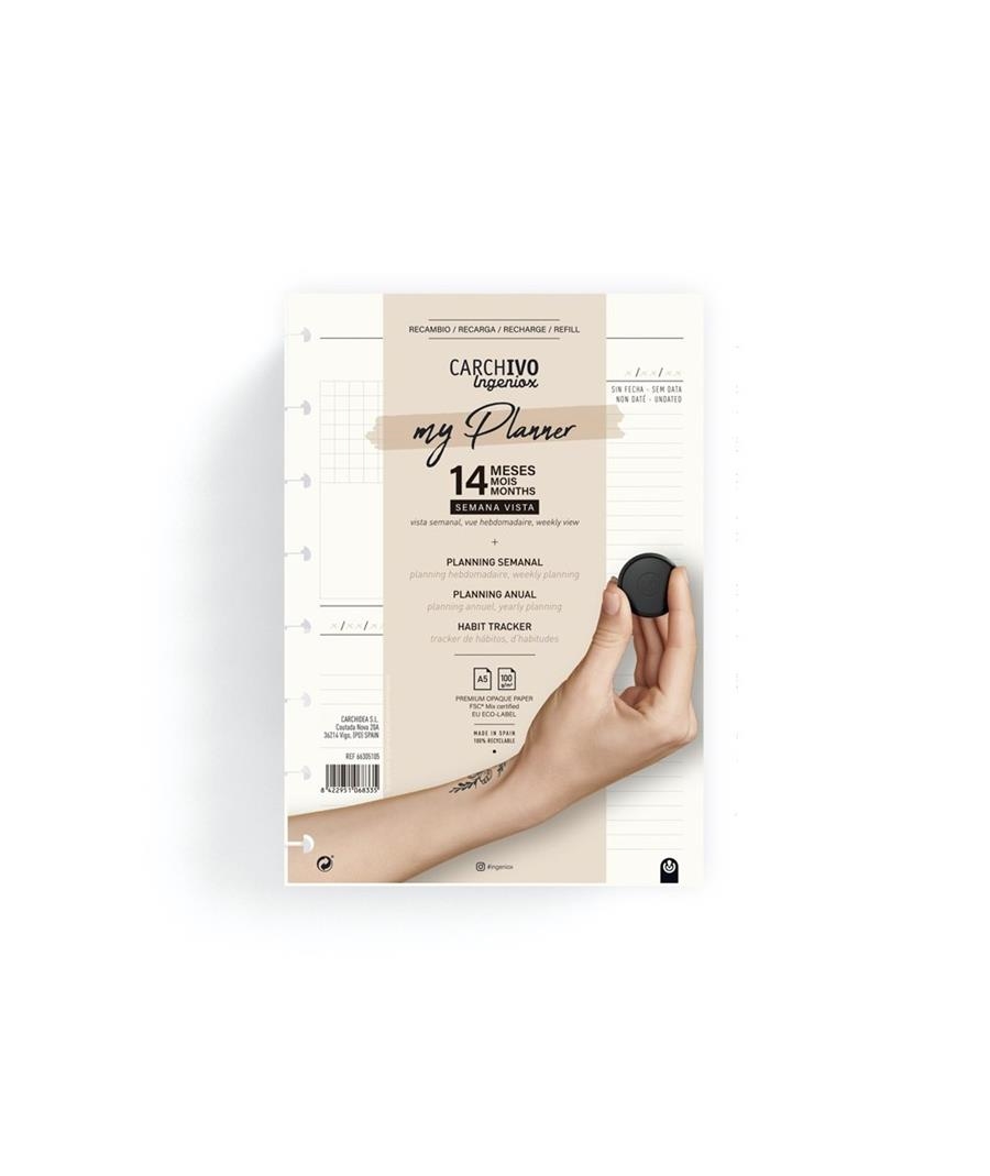 RECAMBIO A5 SEMANA VISTA MY PLANNER 144 PAGINAS | 8422951068335 | CARCHIVO | Llibreria La Gralla | Llibreria online de Granollers