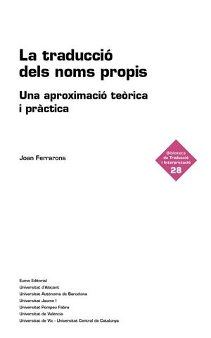 TRADUCCIÓ DELS NOMS PROPIS, LA | 9788497668552 | FERRARONS LLAGOSTERA, JOAN | Llibreria La Gralla | Llibreria online de Granollers