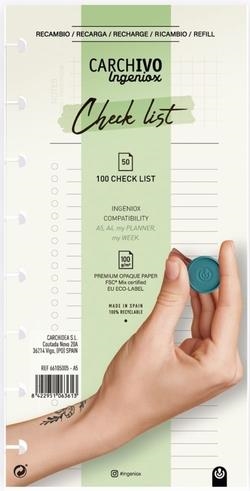 RECANVI INGENIOX CARCHIVO A5 A4 CHECKLIST 50 FULLS | 8422951070901 | 66307501 | Llibreria La Gralla | Llibreria online de Granollers