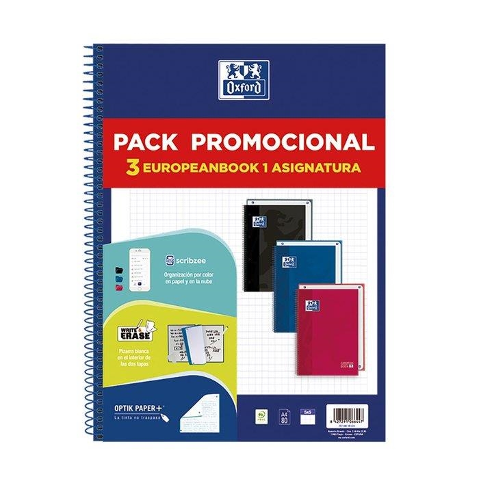 PACK LLIBRETA A4 OXFORD EUROPEAN BOOK 1 NEGRE BLAU VERMELL | 8427291066447 | 400195024 | Llibreria La Gralla | Llibreria online de Granollers