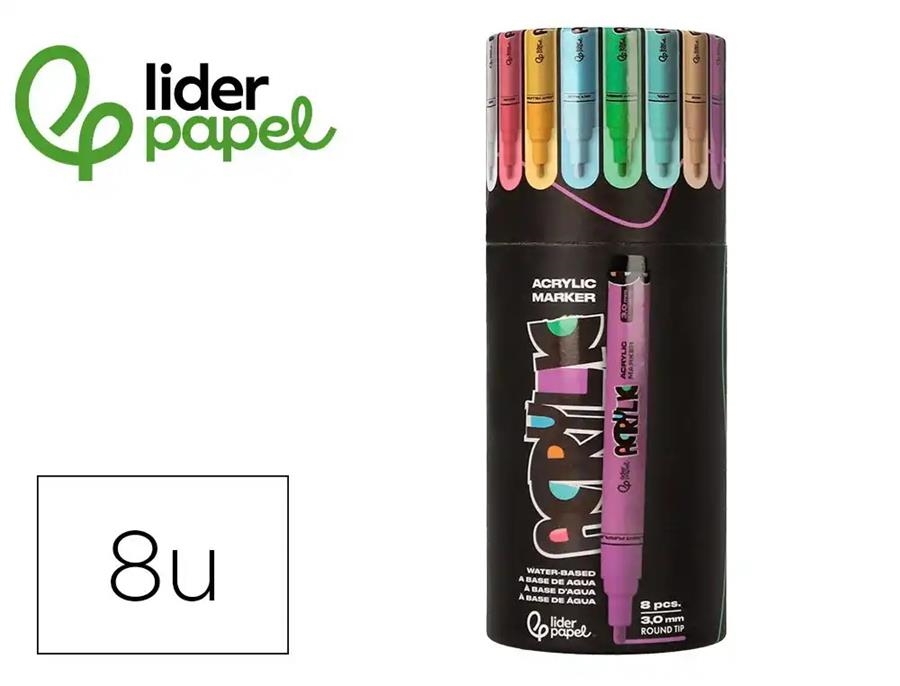 RETOLADORS 8 UN LIDERPAPEL ACRILICS 3MM PASTEL | 8423473093157 | 171363 | Llibreria La Gralla | Librería online de Granollers