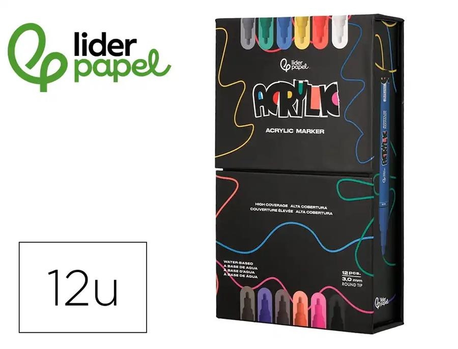 RETOLADORS 12 UN LIDERPAPEL ACRILICS 3MM COLORS VIUS OR PLATA | 8423473093171 | 171365 | Llibreria La Gralla | Librería online de Granollers