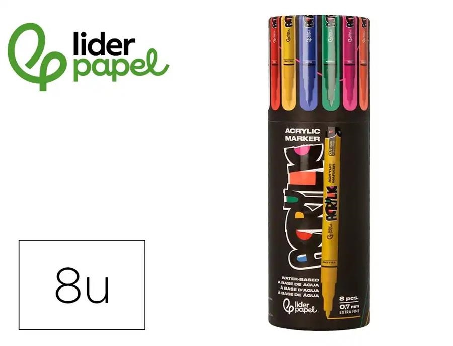 RETOLADORS 8 UN LIDERPAPEL ACRILICS 3MM COLORS VIUS | 8423473093140 | 171362 | Llibreria La Gralla | Llibreria online de Granollers
