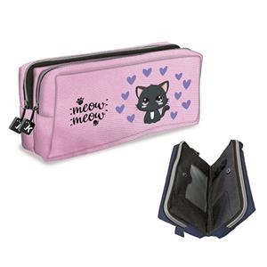 PORTATOT SENFORT DOBLE CREMALLERA CATS ROSA | 8412885246787 | 22315251 | Llibreria La Gralla | Librería online de Granollers