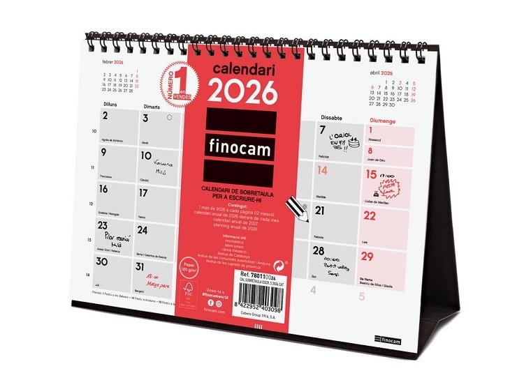 CALENDARI 2026 FINOCAM SOBRETAULA S ESCRIURE | 8422952403098 | 78011 | Llibreria La Gralla | Llibreria online de Granollers
