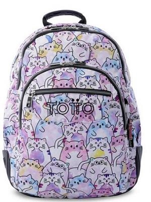 MOTXILLA TOTTO MORRAL RAYOL GLITTER GATS BLAU/LILA/ROSA/GROC | 7704682068053 | TOTMA04ECO002-2521N-1/2 | Llibreria La Gralla | Llibreria online de Granollers