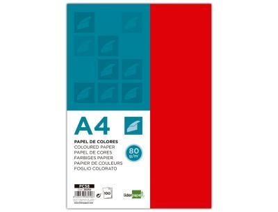 PAPER LIDERPAPEL A4 VERMELL 80GR 100F | 8423473282506 | 28250 | Llibreria La Gralla | Librería online de Granollers